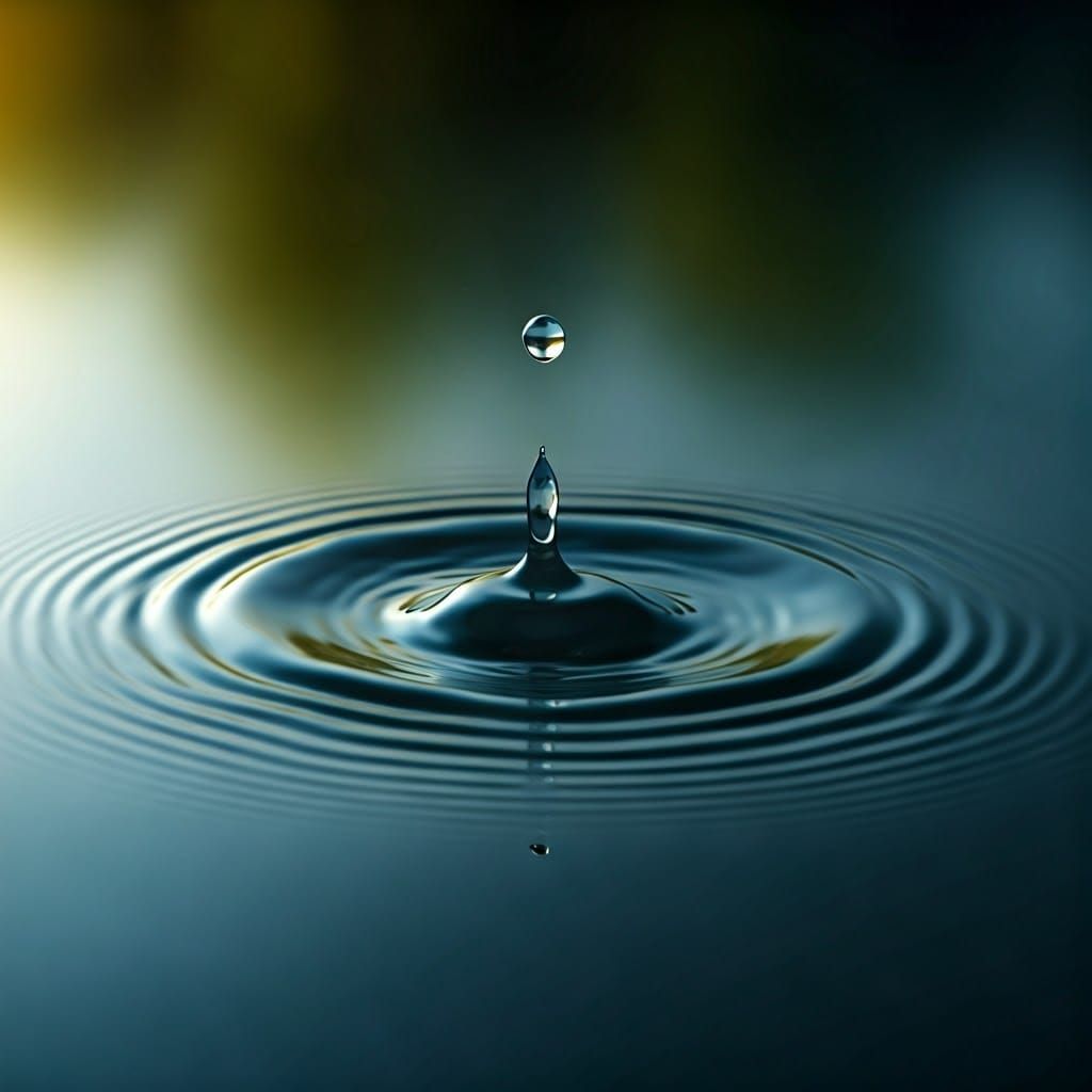 Waterdrop on a Calm Pond's Glassy Surface