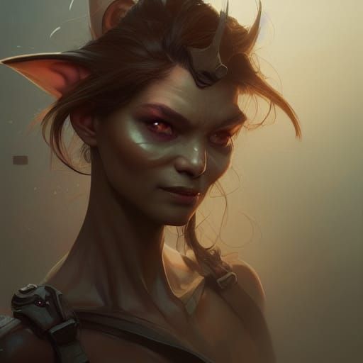 Detailed Goblin Woman Portrait in Digital Art Style