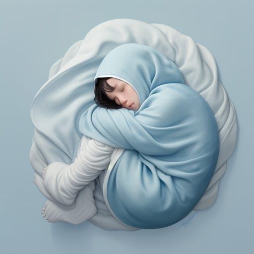 Serene Figure Wrapped in a Soft Blanket