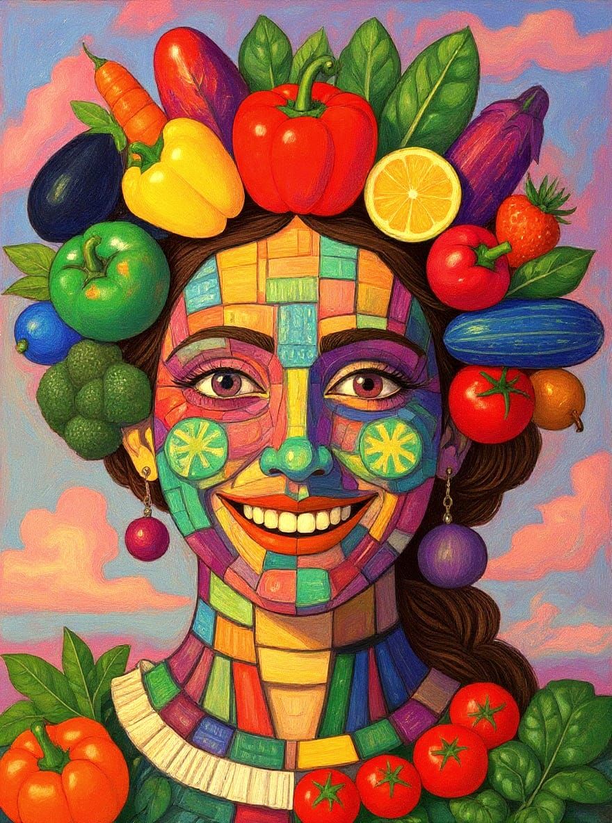 Vegetable Woman: A Portrait in the Style of Arcimboldo