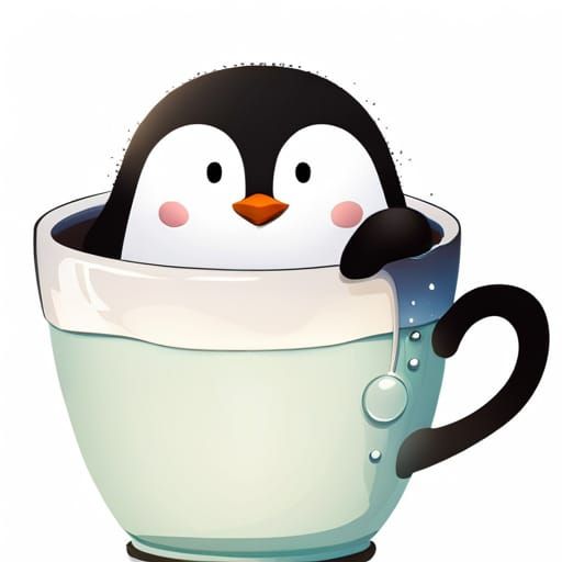 Penguin in Teacup: Concept Art by Rutkowski