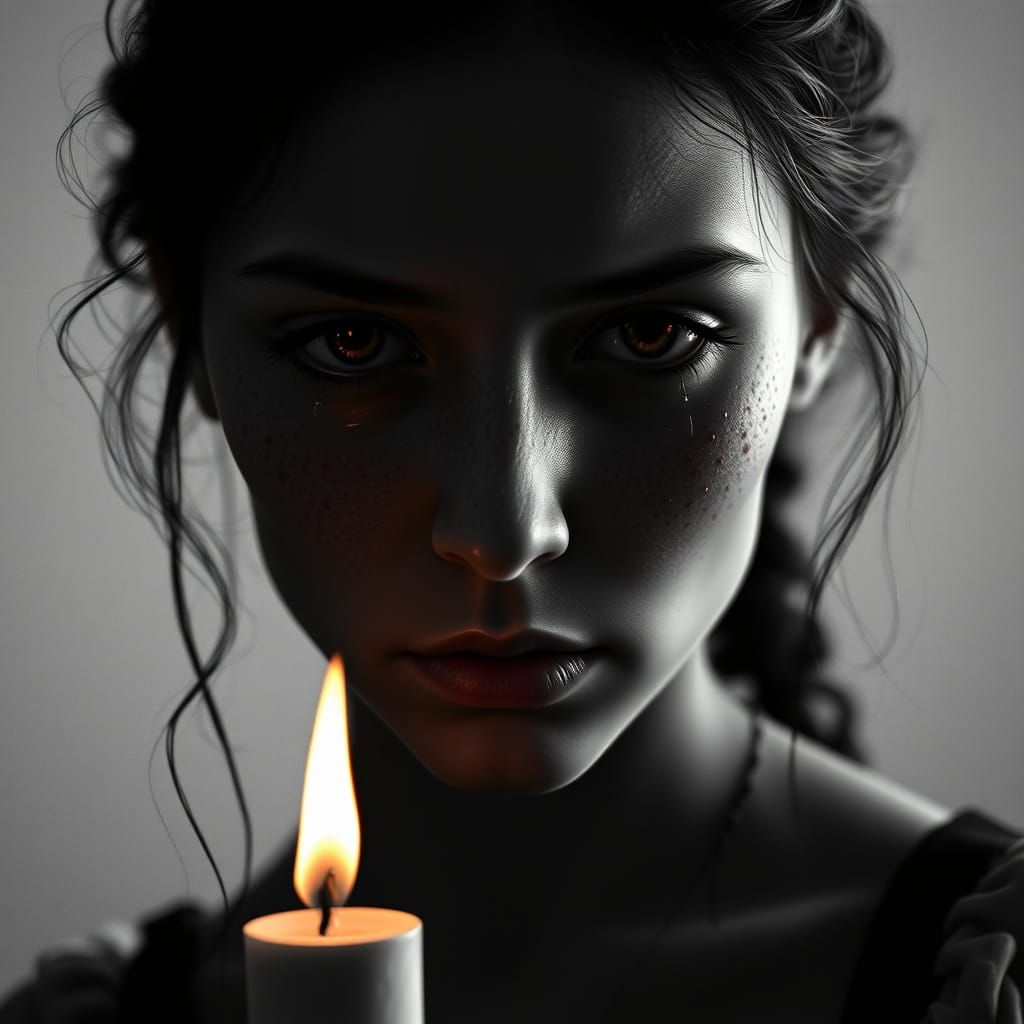 Melancholic Portrait in Black and White