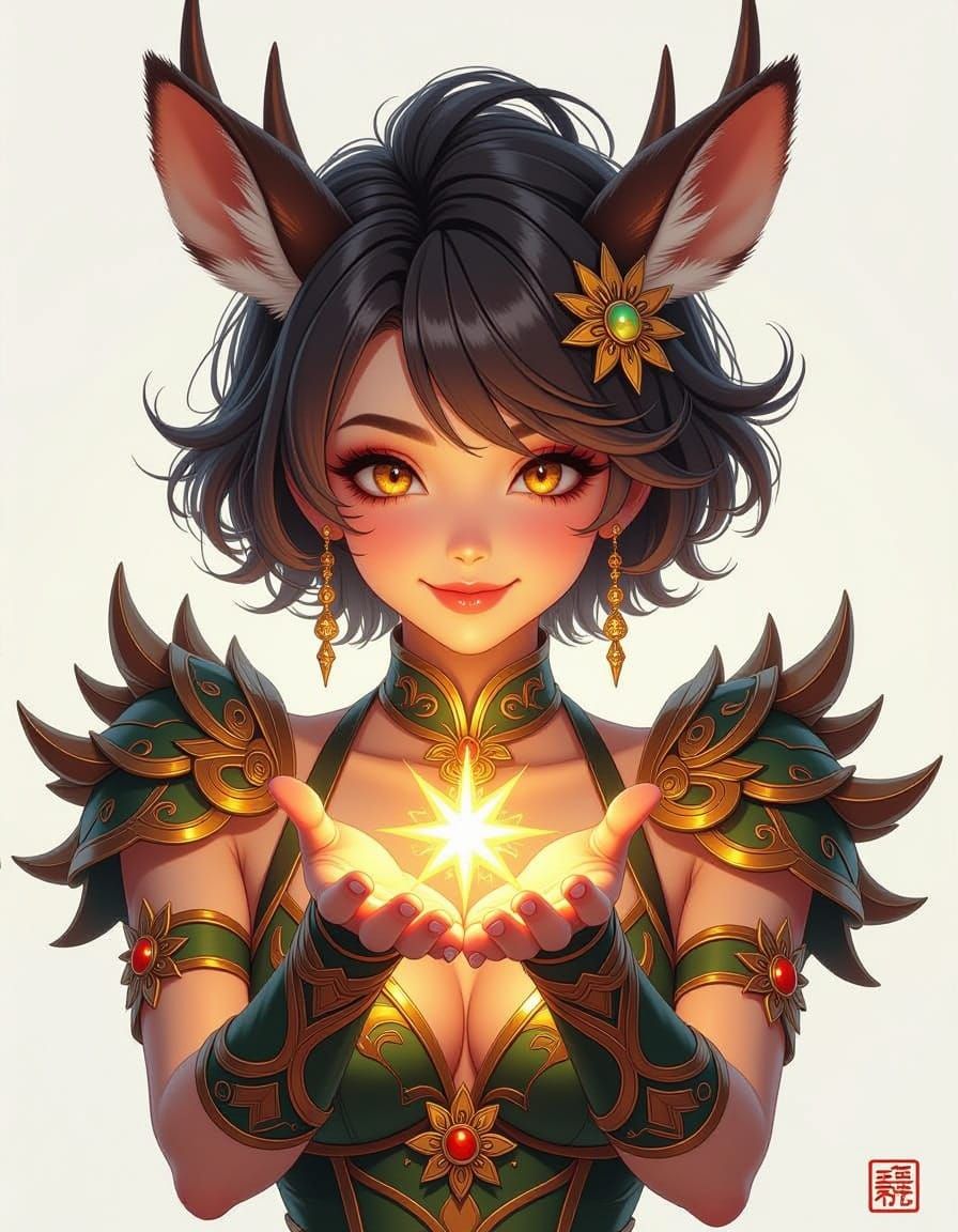 Deer Shaman Warrior Charging Magic, Fantasy Art