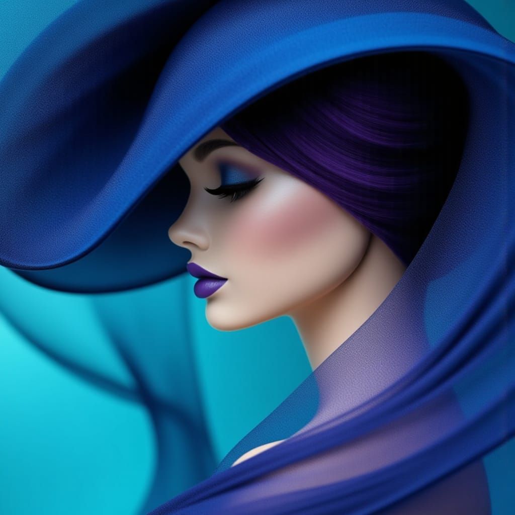 Stunning Young Woman in Lavish Purple Attire, Photorealistic...
