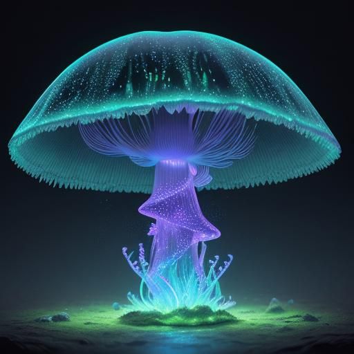 Bioluminescent Alien Mushroom in Ethereal Fantasy Style