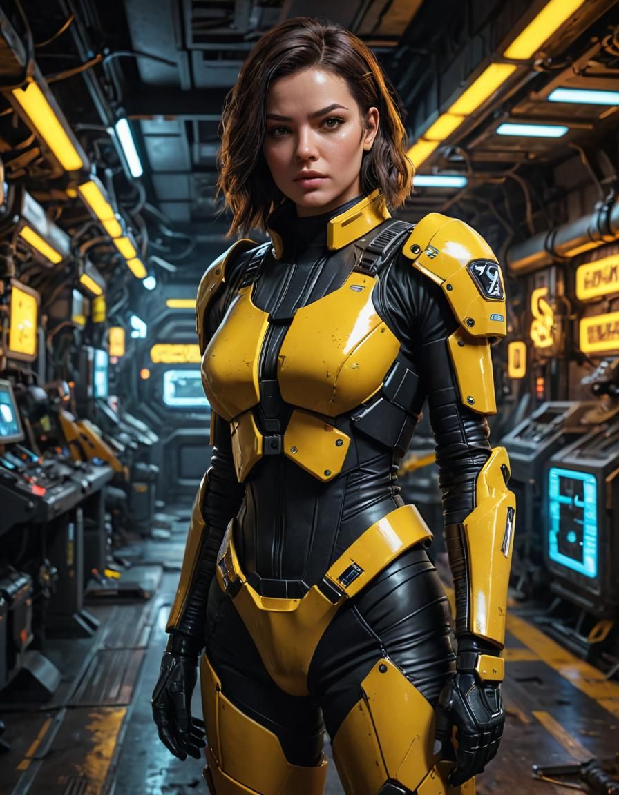 April O'Neil in Cyberpunk Cityscape: Digital Art