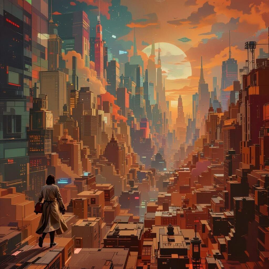 Surreal Multi-Dimensional Cityscape in Dreamlike Style