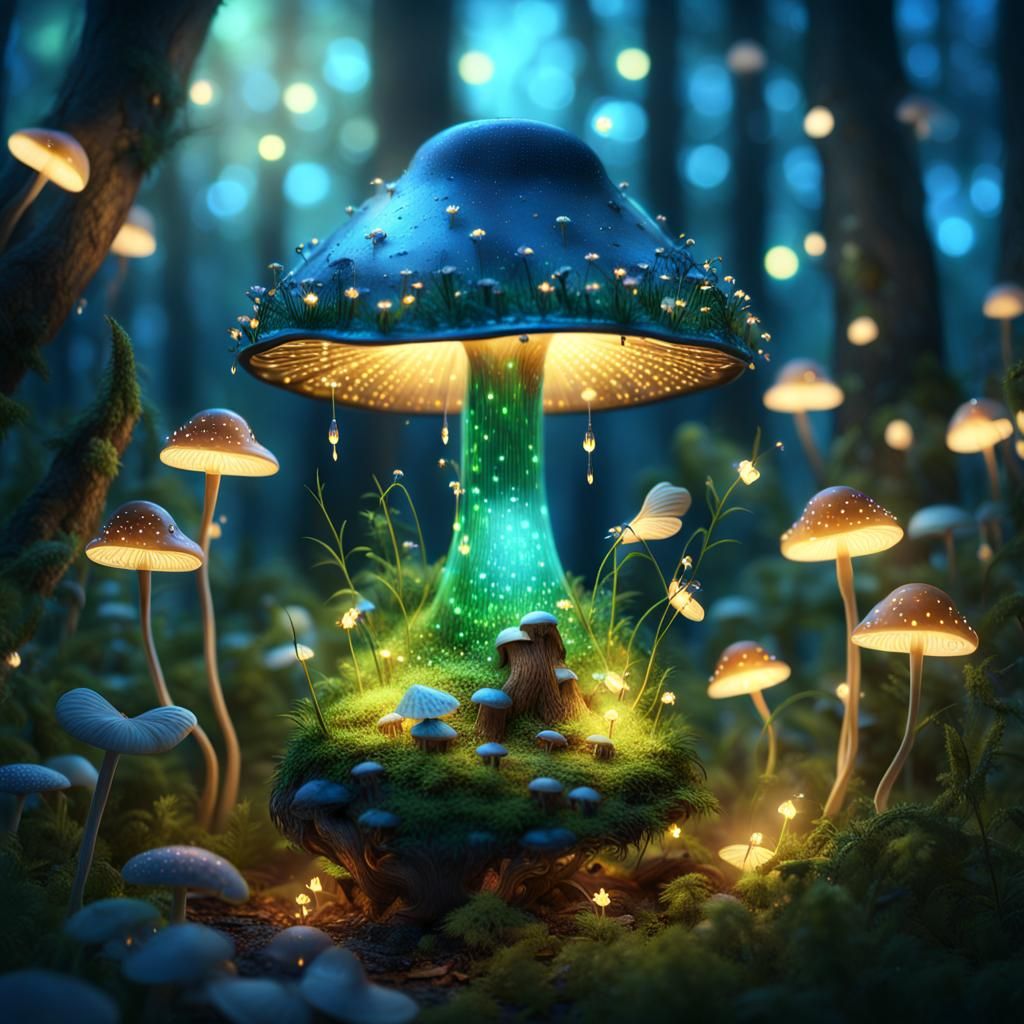 Firefly Lamp in Mystical Forest: Art Nouveau