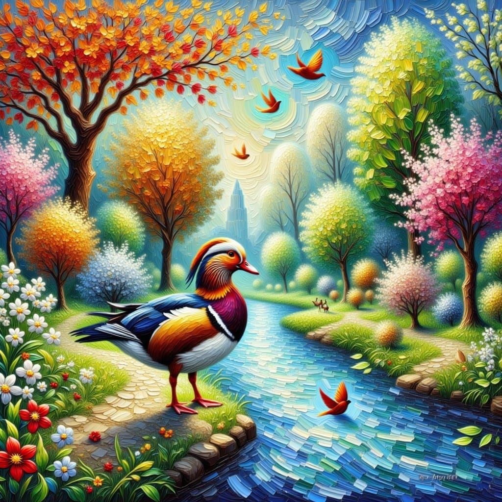 Mandarin Duck using <lora:Hennie Impasto:1.0>