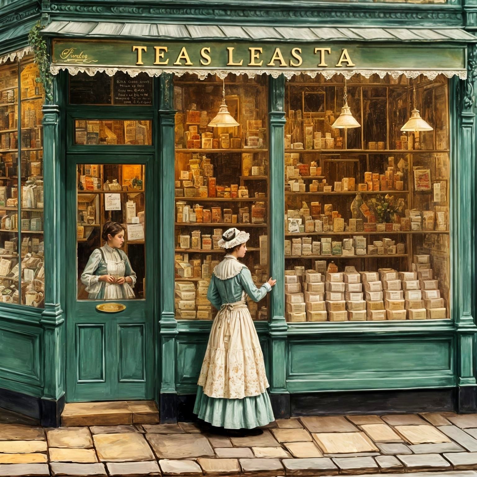 Victorian Tea Shoppe in Impasto Style