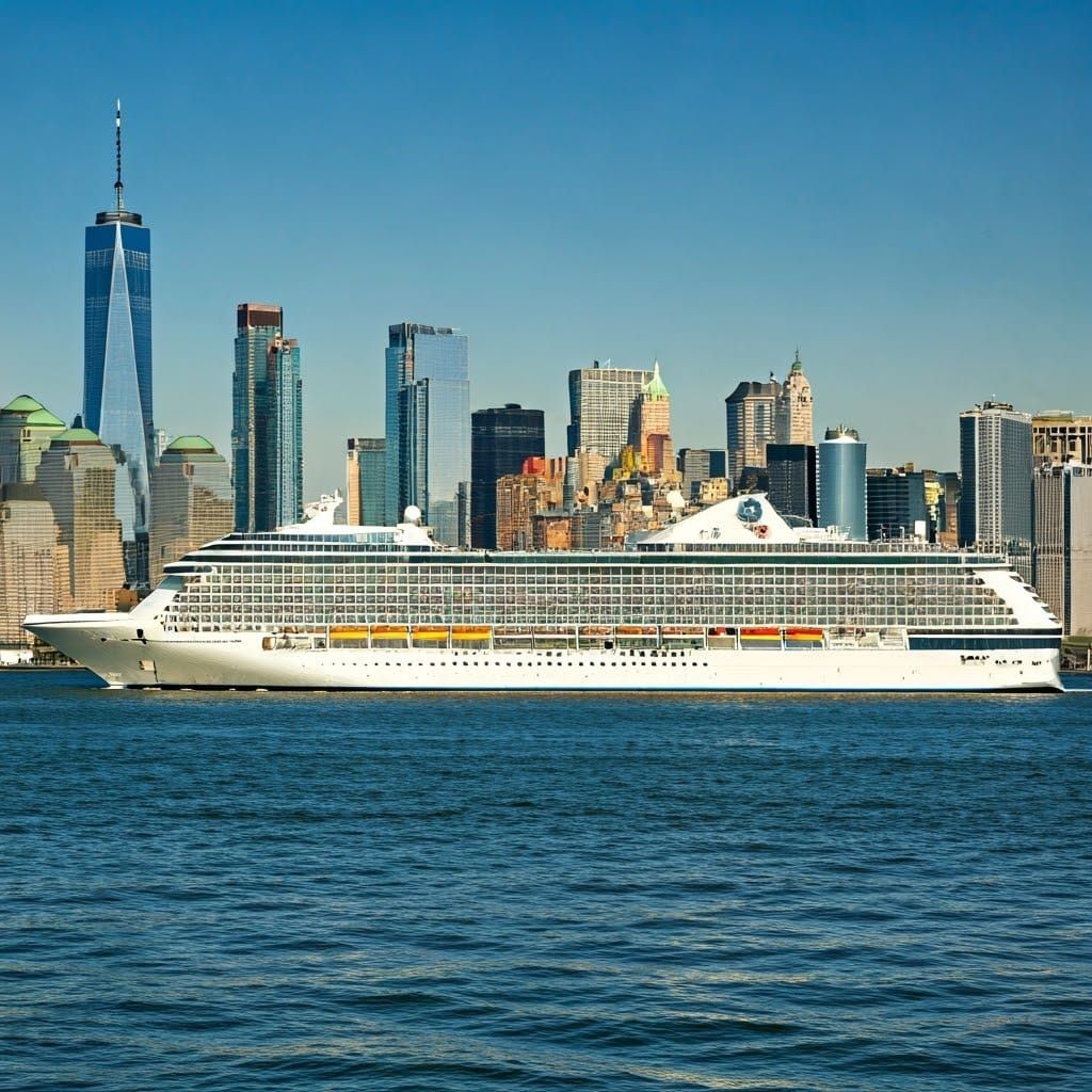 Majestic Luxury Cruise Liner Dominates New York Harbor