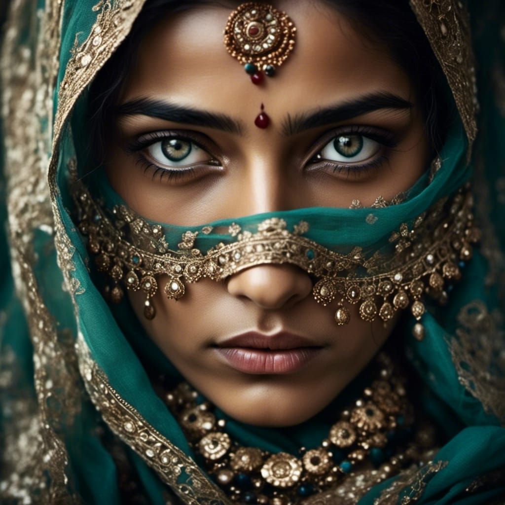 Mesmerizing Portrait of Veiled Kashmiri Beauty