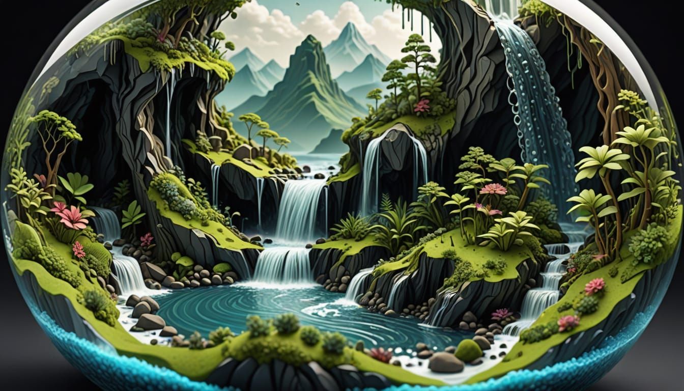 Miniature Worlds: Waterfalls in a Bottle
