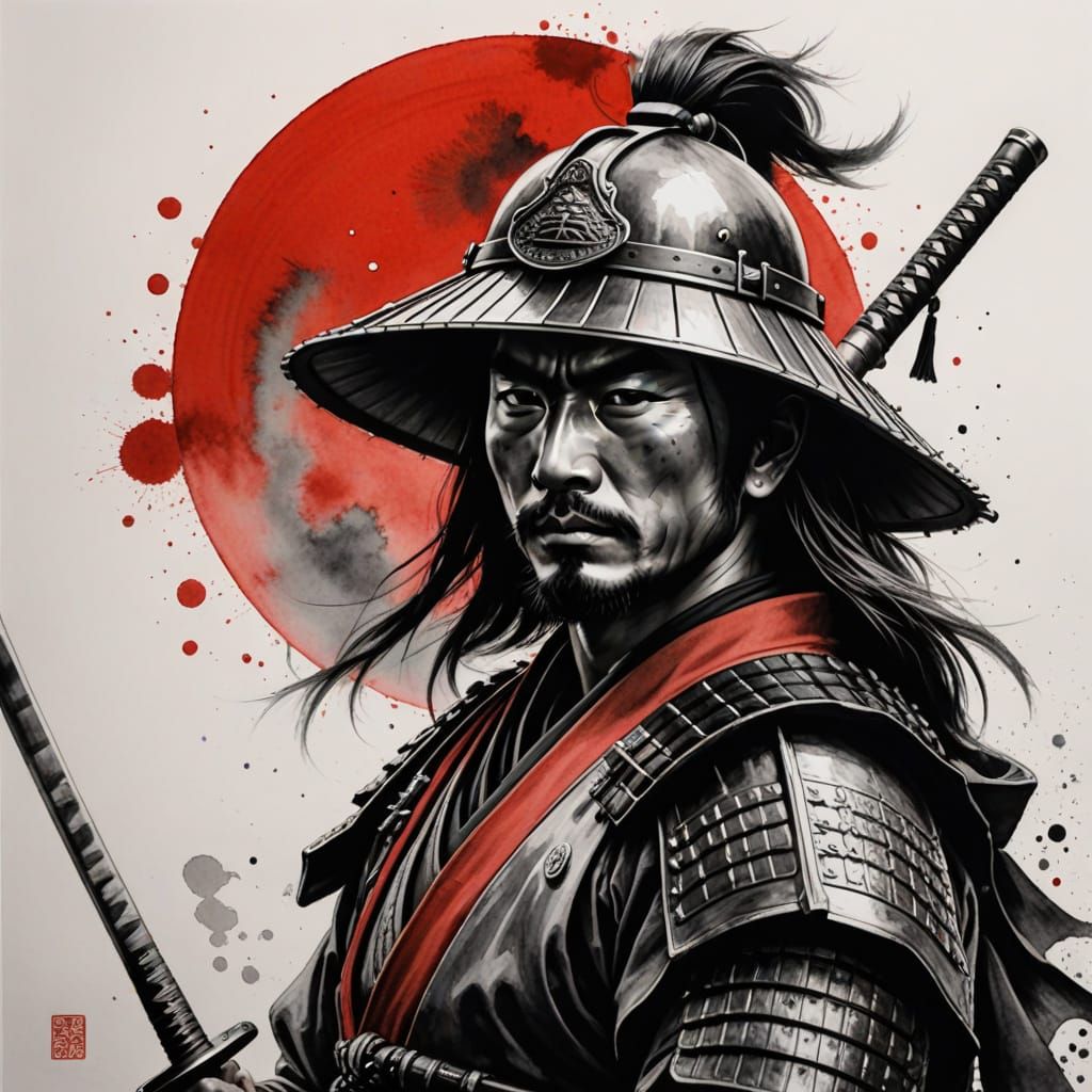 Monochromatic Samurai in Crimson Hues