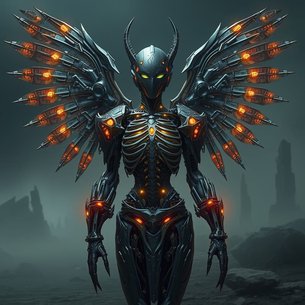 Biomechanical Queen in Alien Wasteland