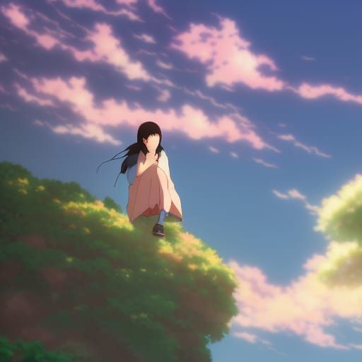 Heartbroken Angel in Studio Ghibli Anime Style