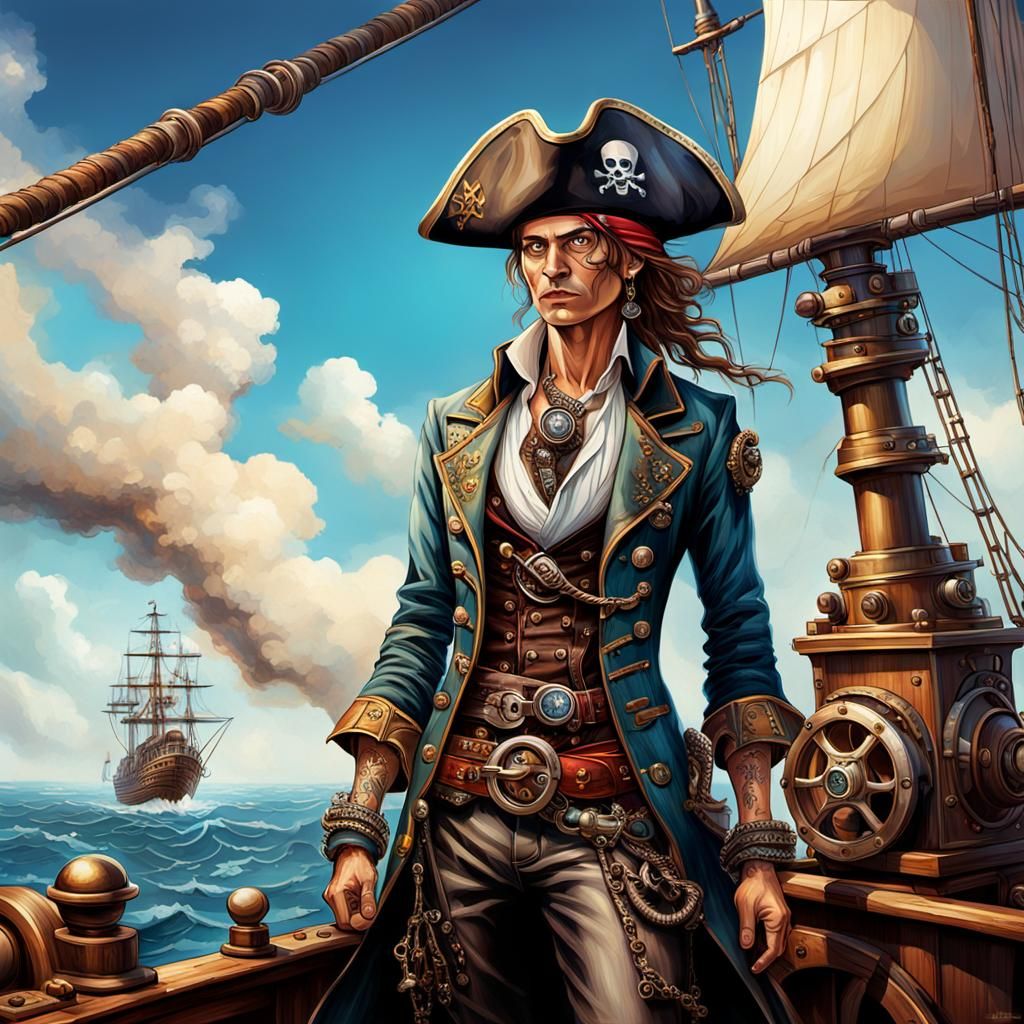 Steampunk Pirate Sailing Mechanical Ship