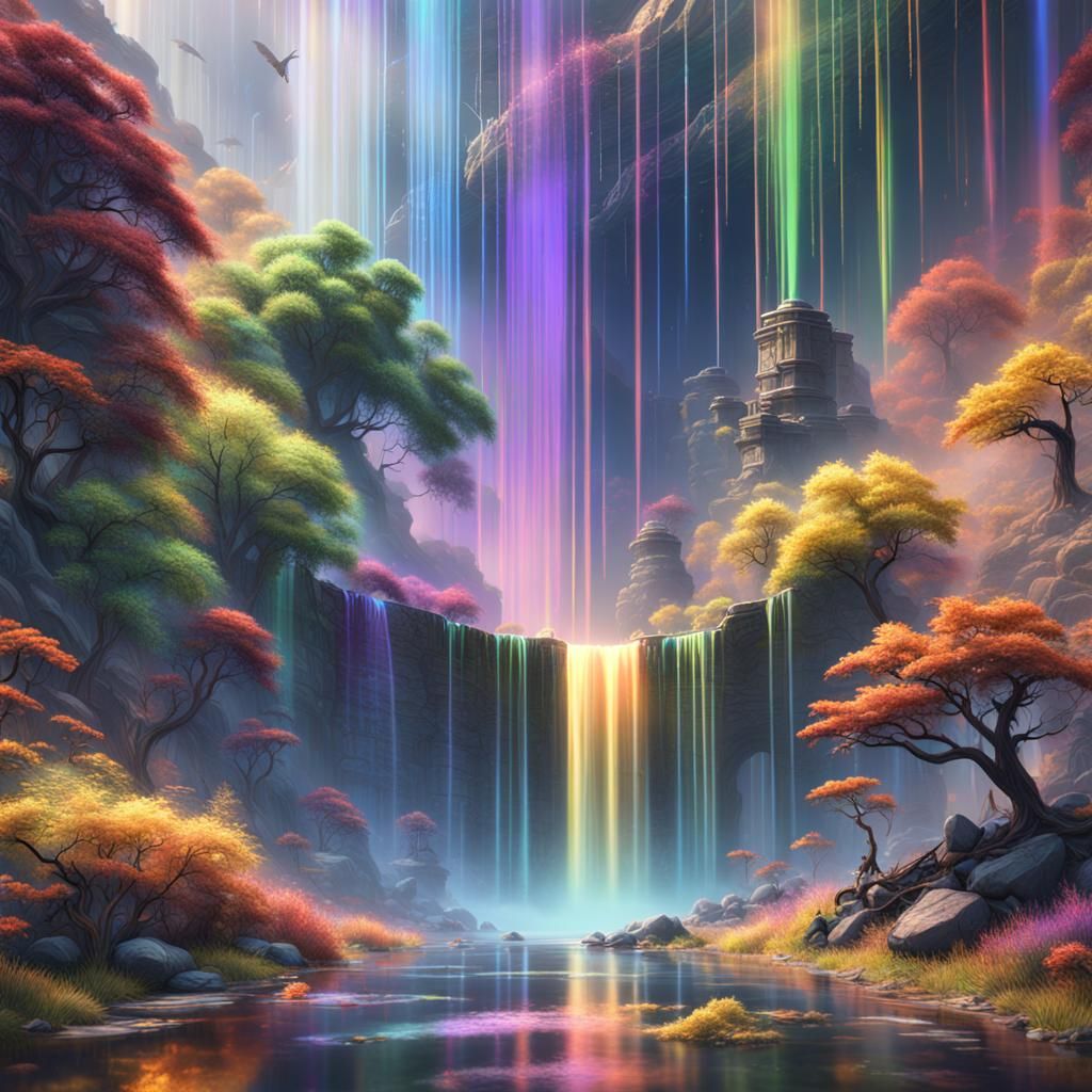 Fantastical Rainbow Rain in Deep Color