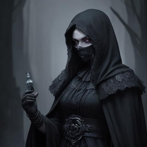 Harlequin Assassin in Dark Acrylic Painting