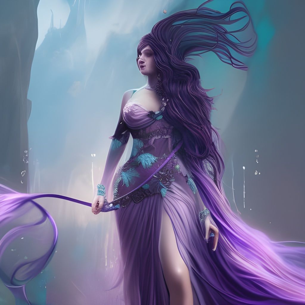 Woman with Purple Hair Fantasy Concept Art