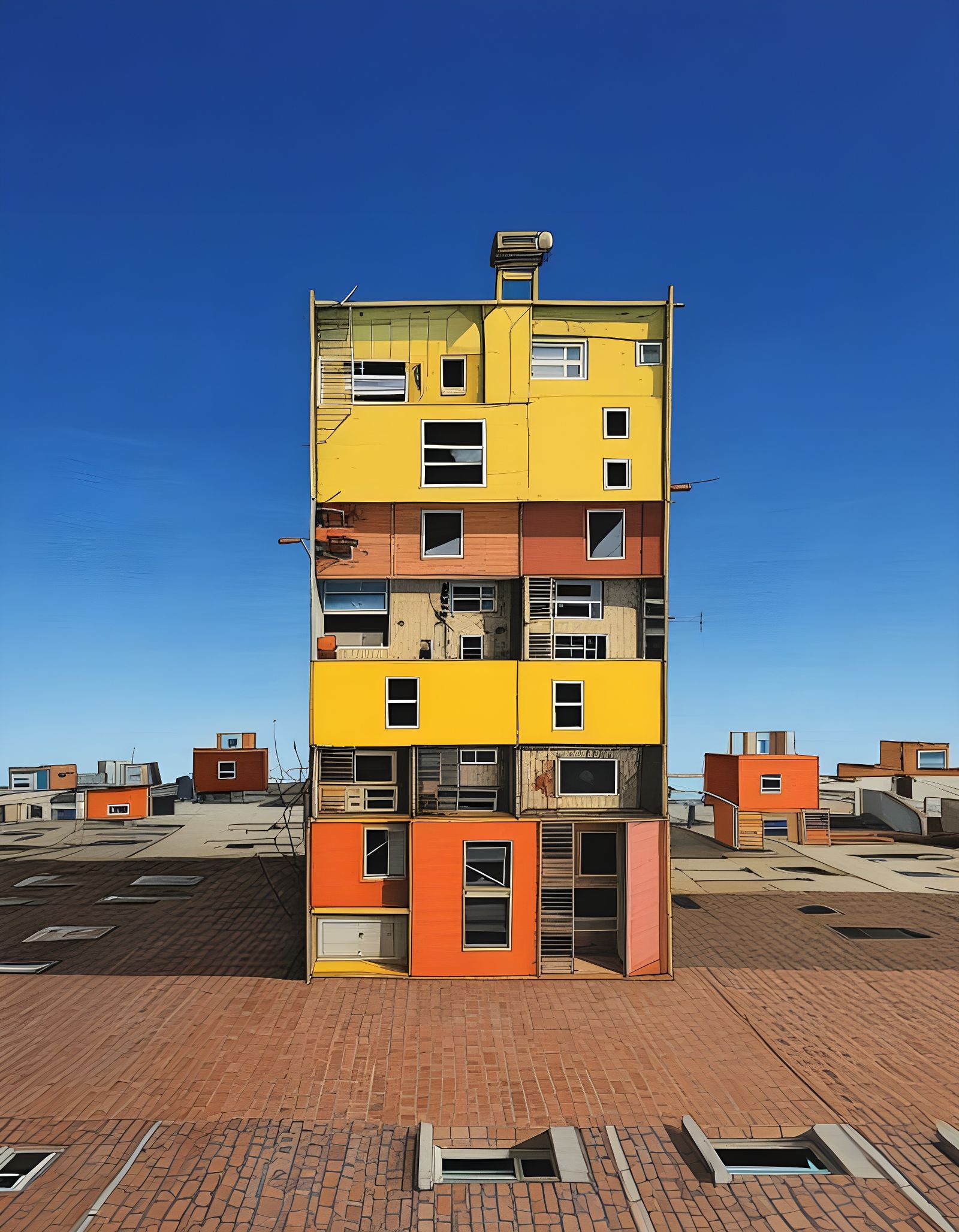 Surreal Architecture Cluster in Vibrant Colors