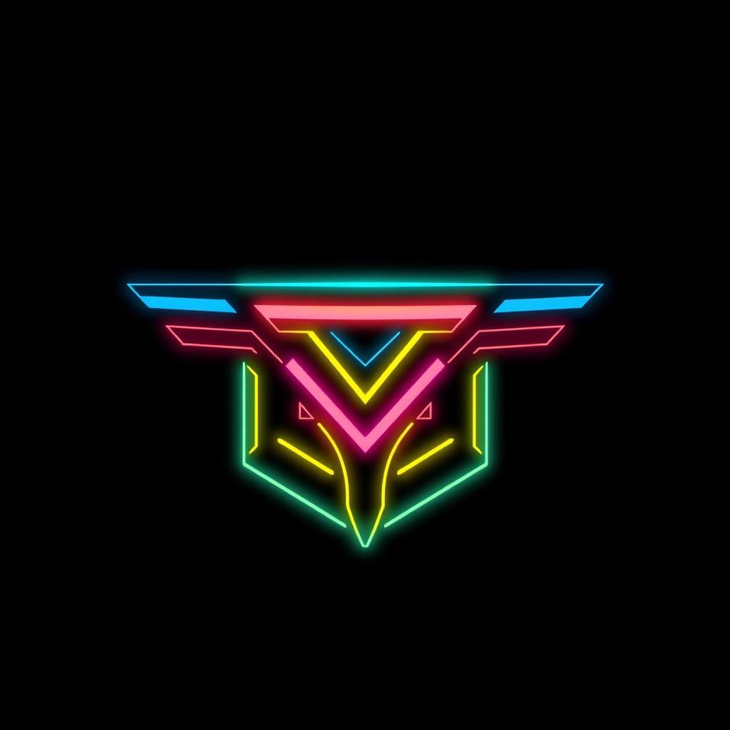 Futuristic AI Logo with Neon Colors and Geometric Shapes