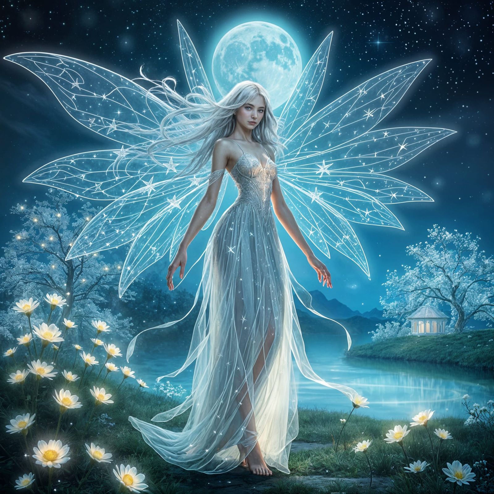 Ethereal Fairy in a Magical Moonlit Glade