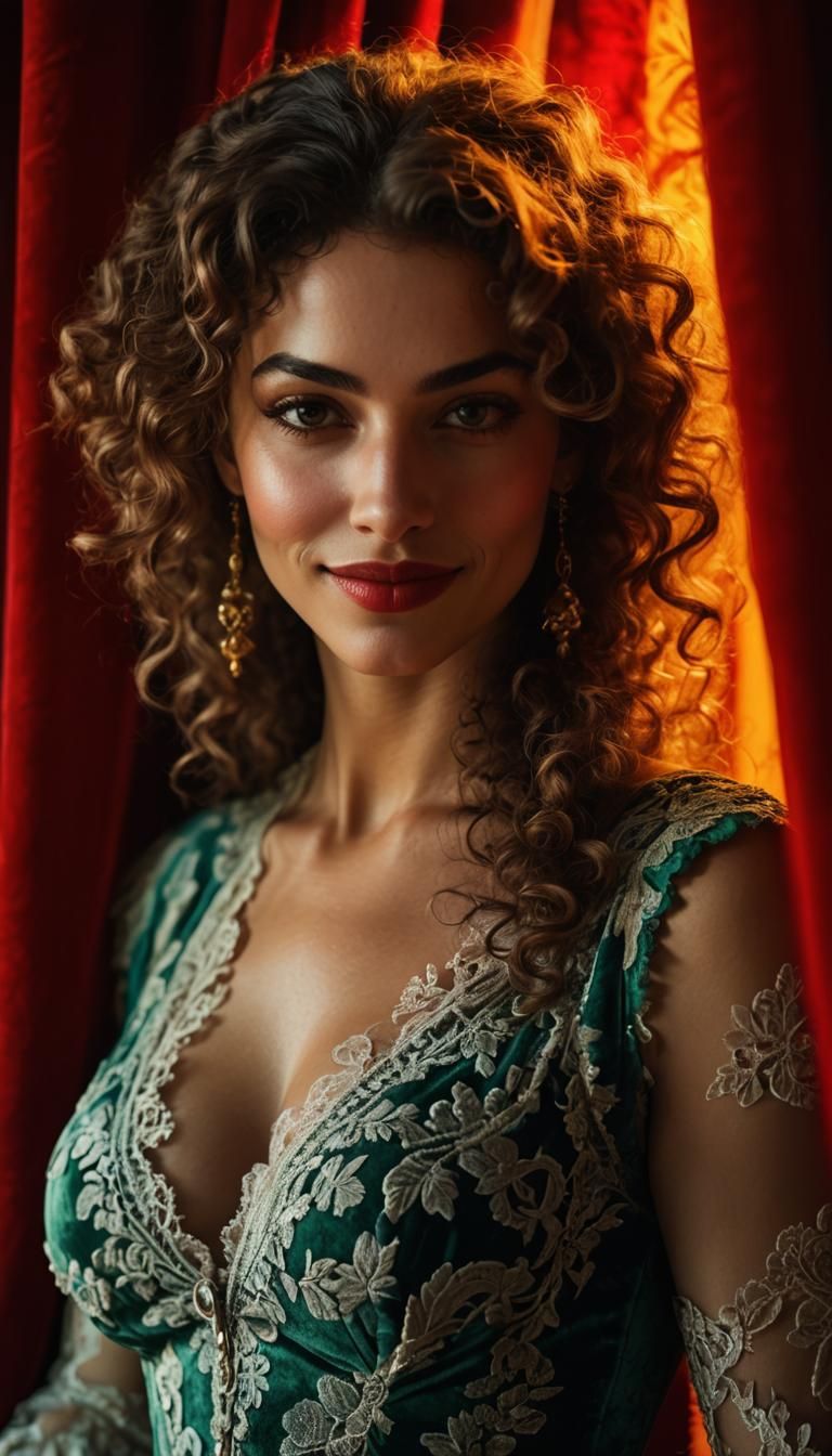 Baroque Bohemian Woman Beckons with Desire