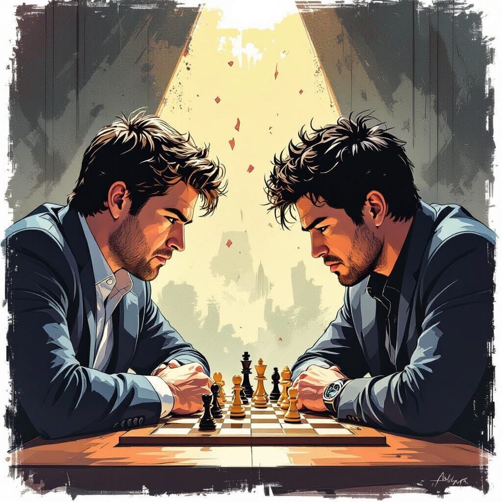 Magnus Carlsen and Hikaru Nakamura in Intense Chess Battle