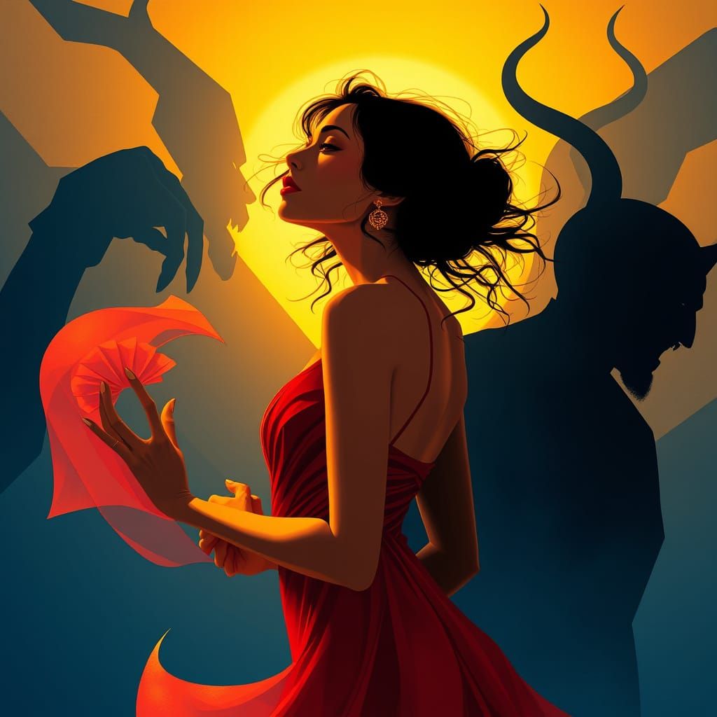 Ethereal Latina Goddess in Dark, Luminous Fantasy