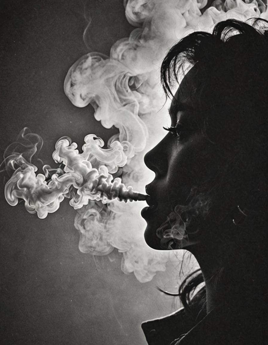 Silhouette of Woman with Smoke