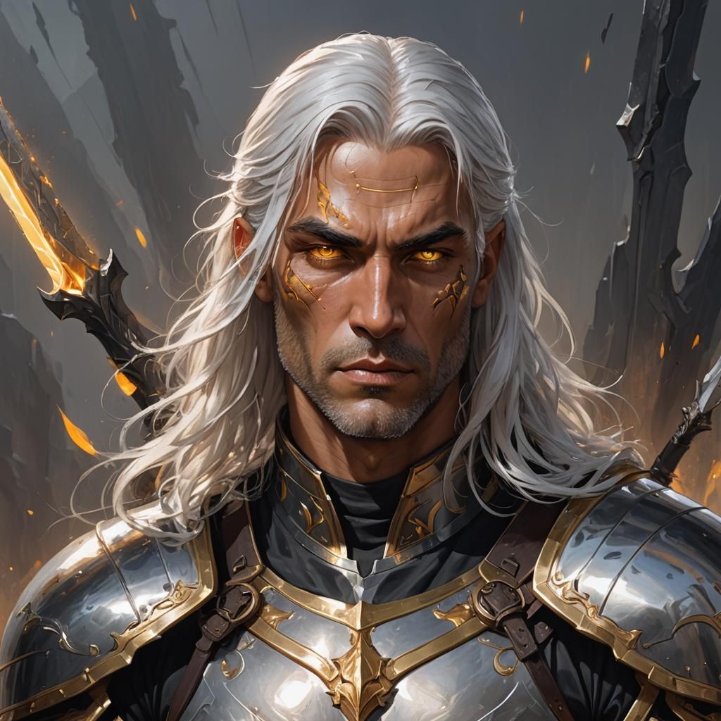 Aasimar Warrior Portrait in Fantasy Art Style