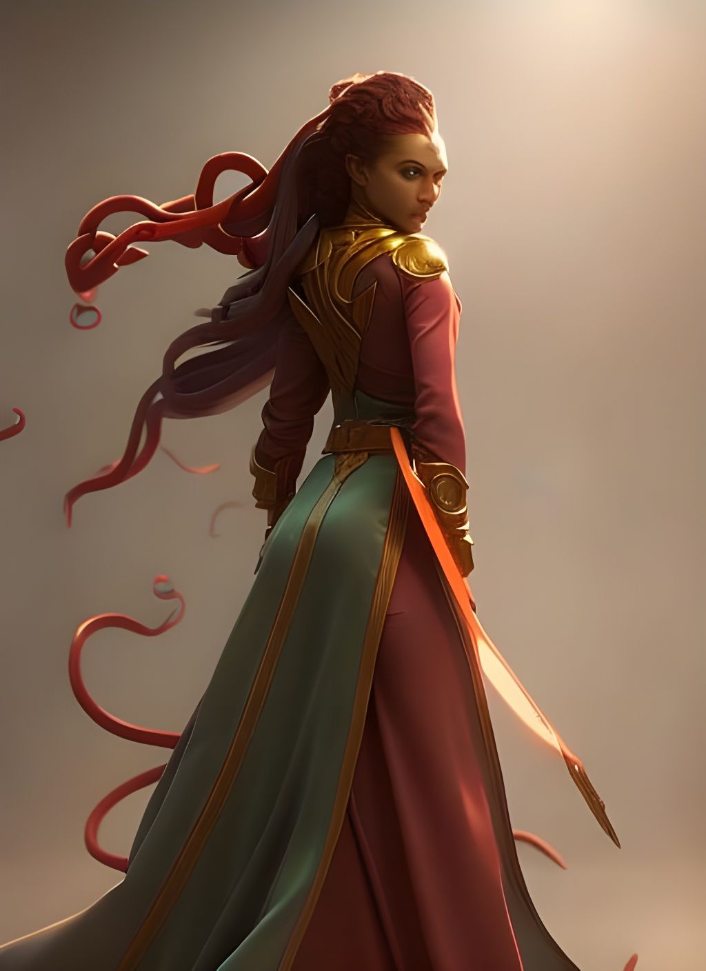 Beautiful Medusa with Snake Hair in Spacecore Style