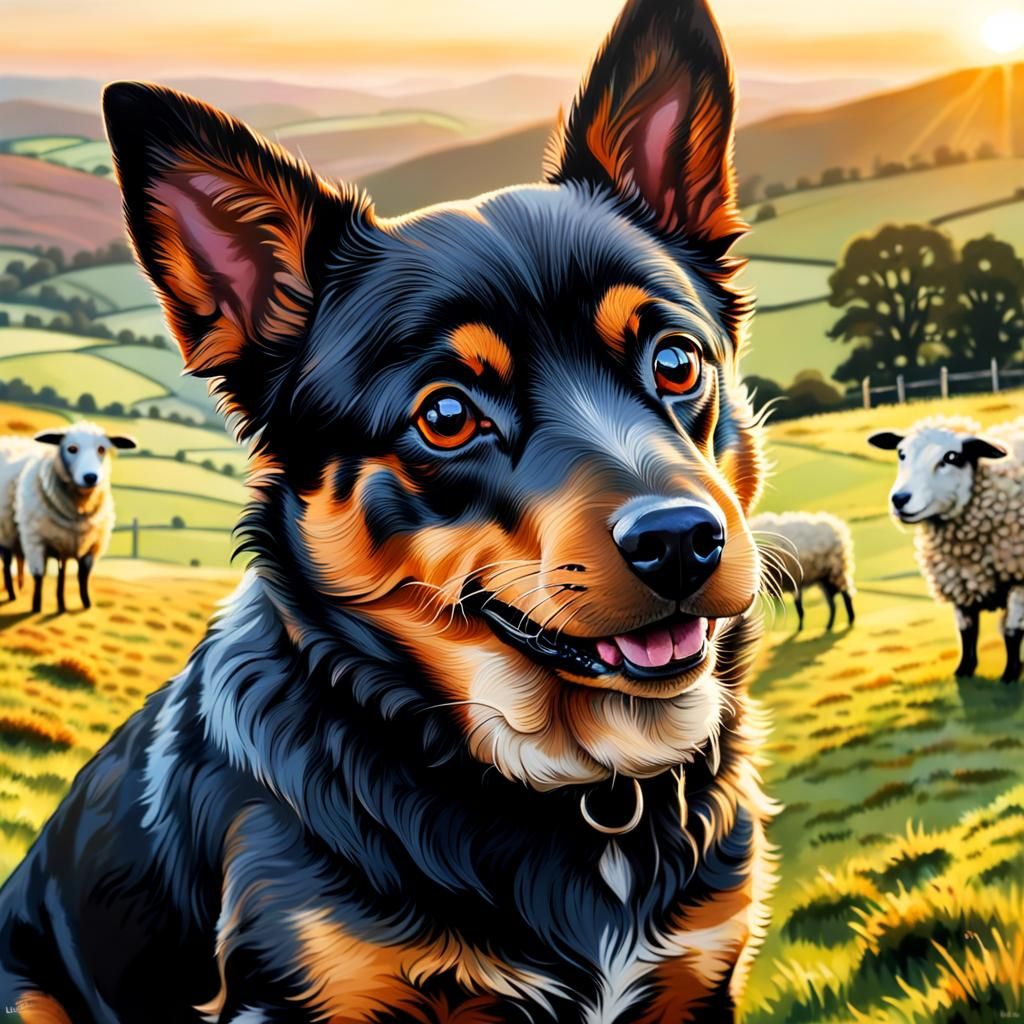 Lancashire Heeler Dog in Scottish Golden Hour
