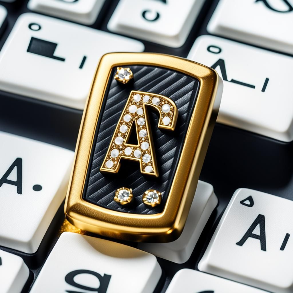 Golden Keycap with Diamond 'A' Inlay