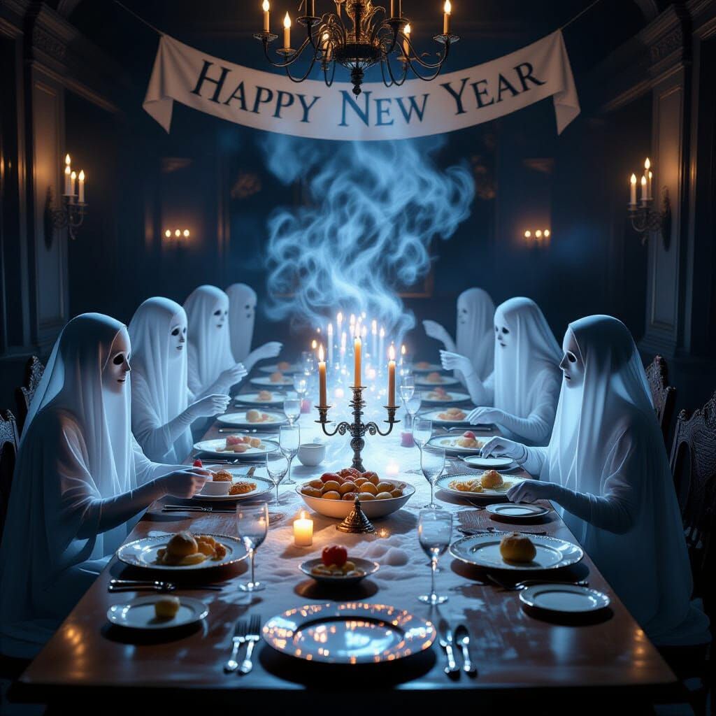 Ghostly New Year's Feast with Ethereal Food