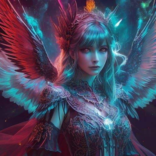 Winged Skeletal Angel with Spectral Wings and Aura