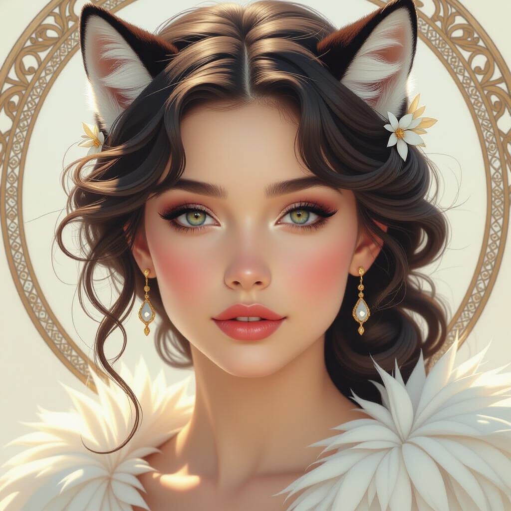 Stunning Young Woman in Delicate Pencil Drawing Style