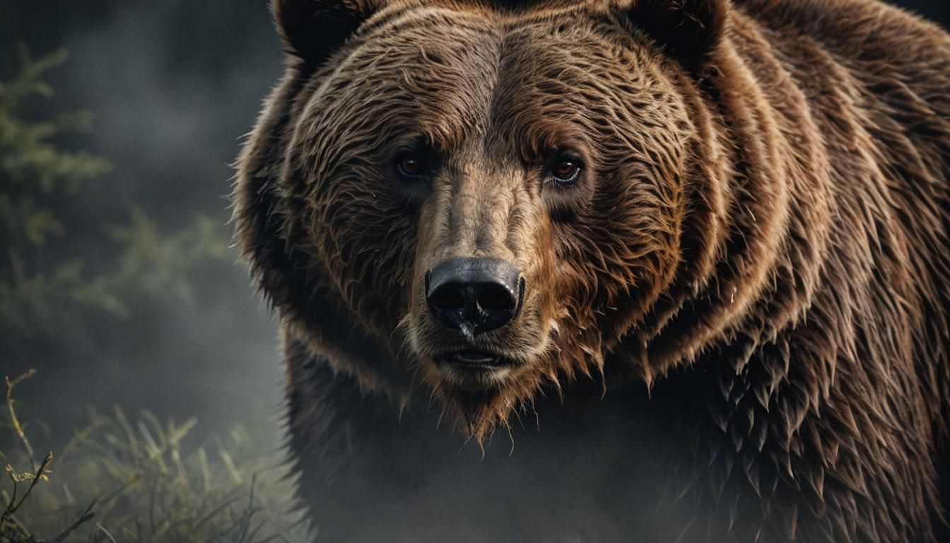 Grizzly Bear Eyes in Dark Fantasy Art