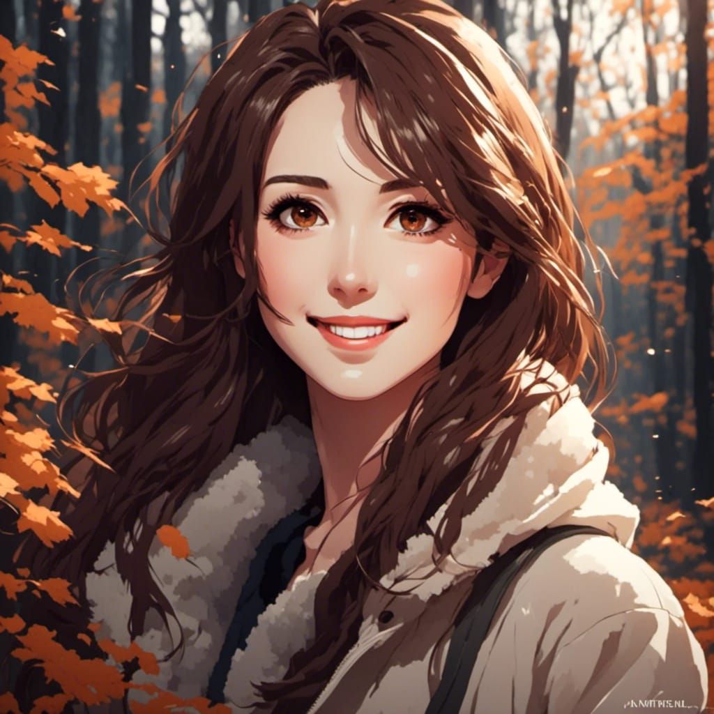 Anime Portrait of a Gorgeous Woman with Brown Eyes