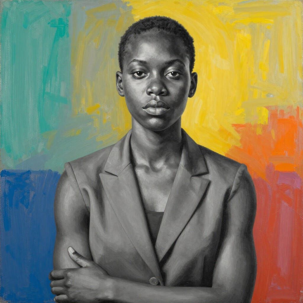 Amy Sherald Style Portrait of Black Subject