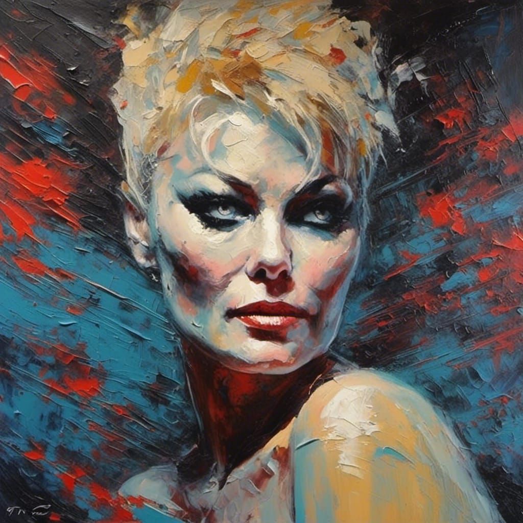 Kim Novak Portrait in Impasto Oil Painting Style