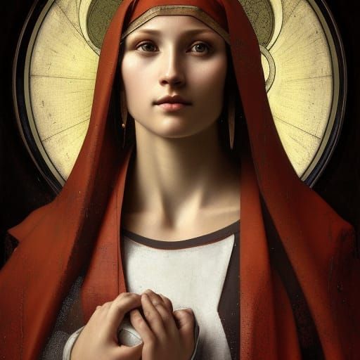 Saint with Halo in Renaissance Style