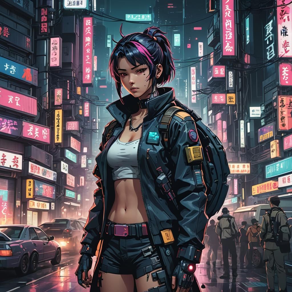 Cyberpunk Japan Cityscape in Anime Style