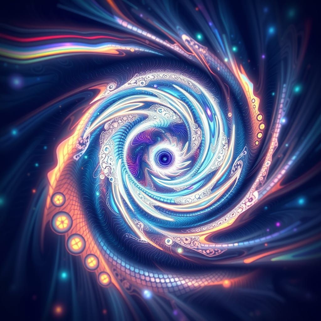 Cosmic Vortex Portal in Vibrant Iridescent Colors