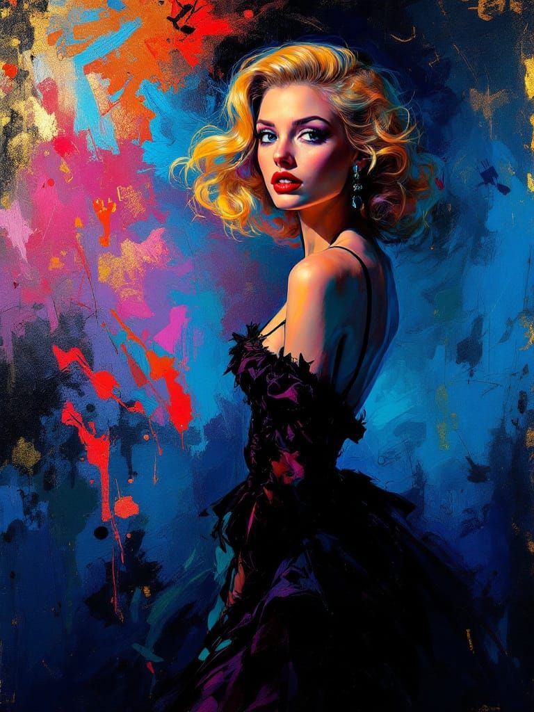 Hollywood Glamour Pin-Up with Theatrical Expressionism