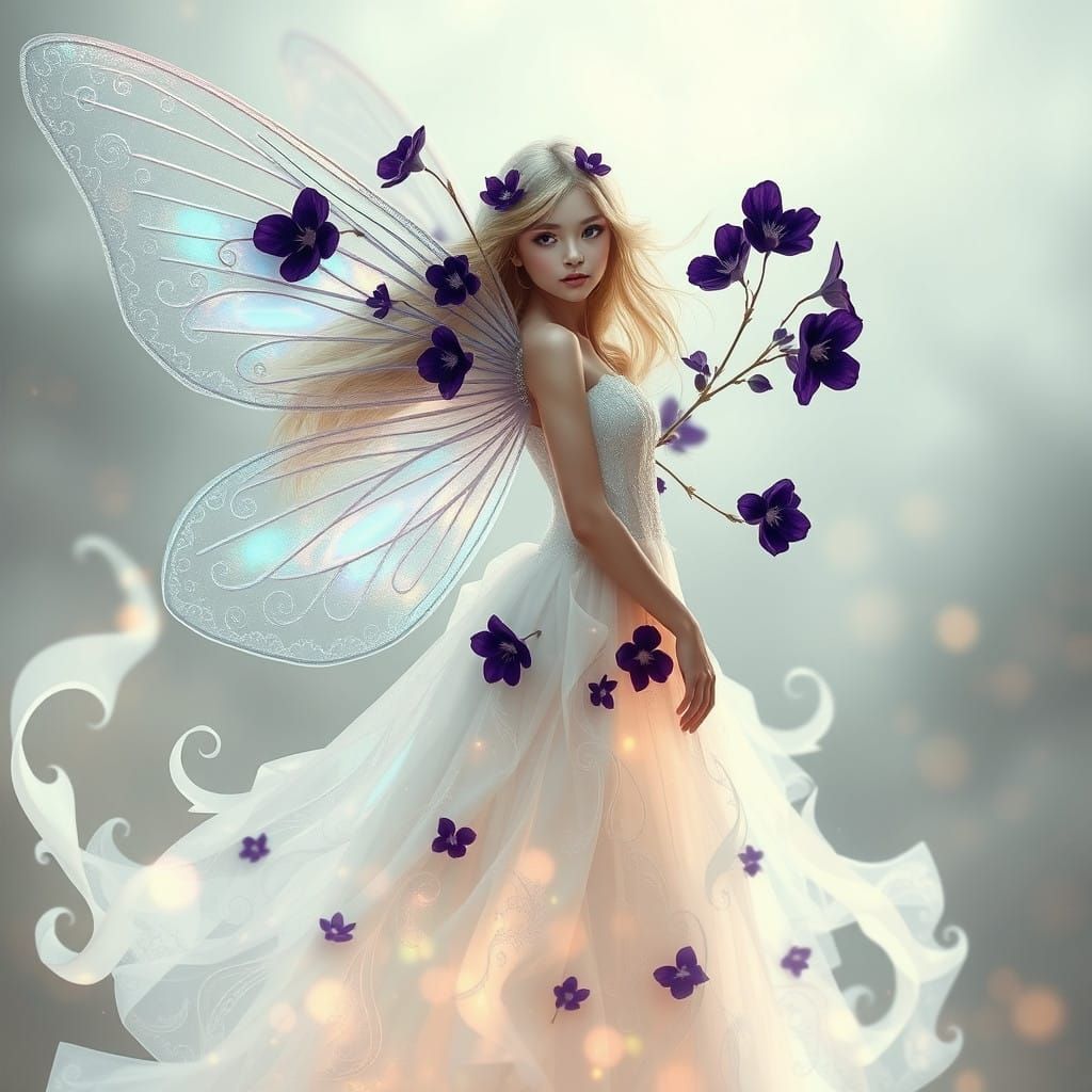 Whimsical Fairy in a Dreamy Double Exposure