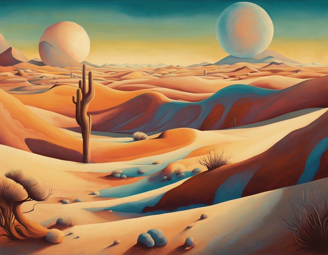 Surreal Melting Landscape with Dripping Paint