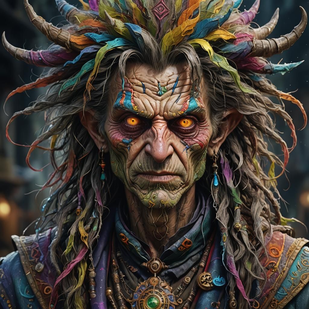 Whimsical Warlock Portrait in Detailed Digital Art