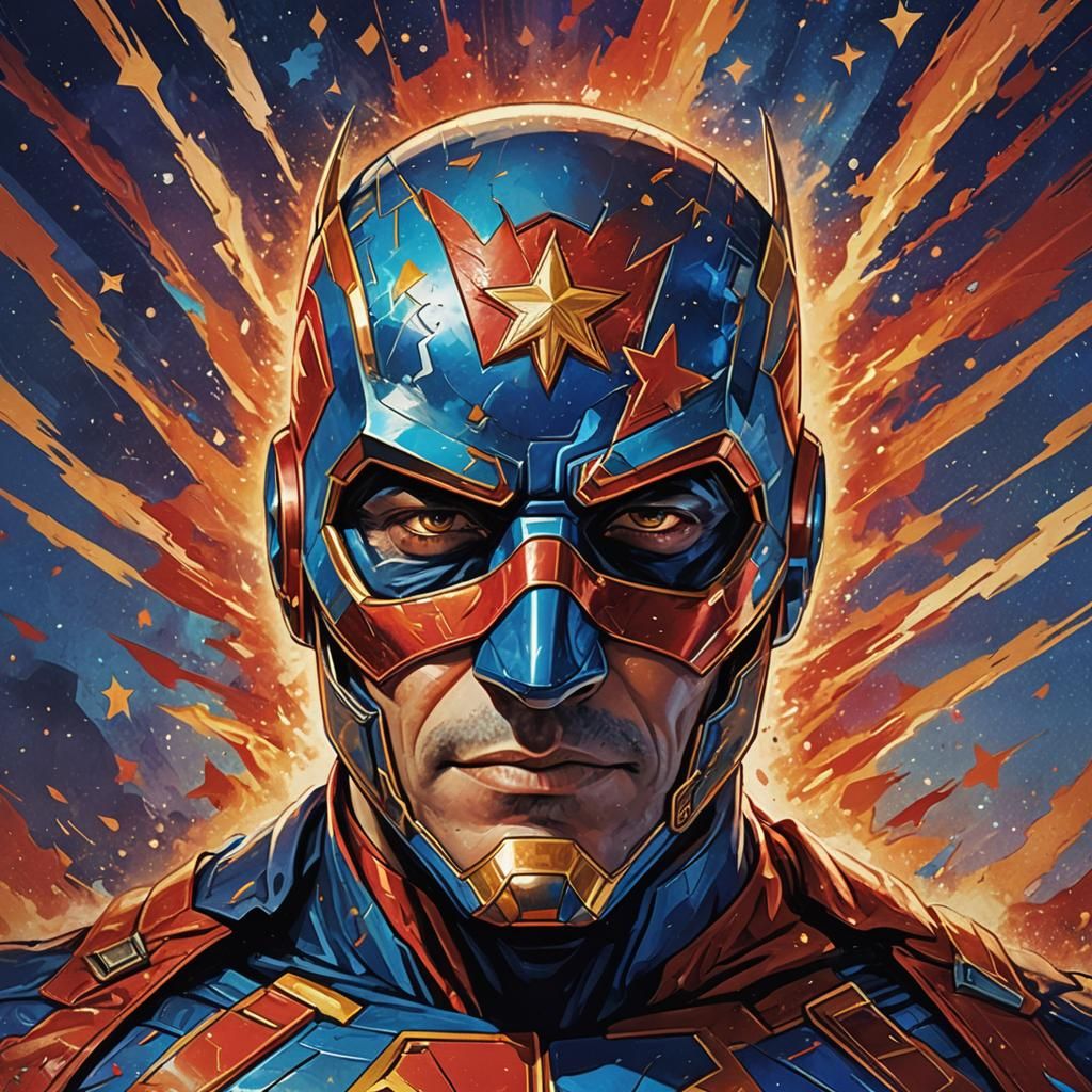 Captain Man's Cartoon Superhero Mask: Fantasy Concept Art